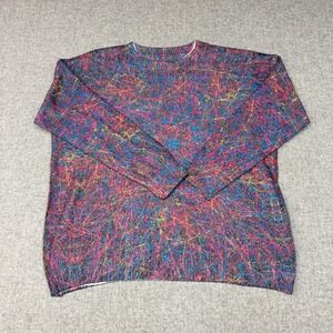 Unbranded Abstract Splatter Knit Sweater Size XL Multicolor Long Sleeve Crewneck